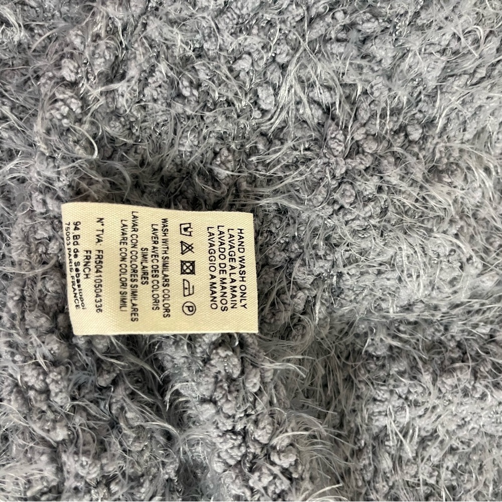 FRNCH Paris NWT Women's 3/4 Sleeve Solid Eyelash Oversized Cardigan Gray S/M - Picture 9 of 11